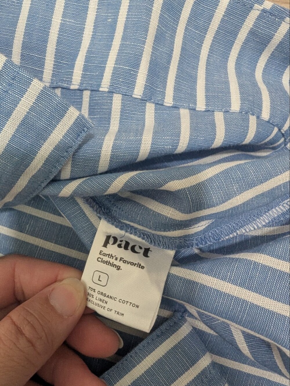 Pact Organic Canopy Linen Blend Button-Front Midi Dress In Bondi Stripe - Picture 14 of 16
